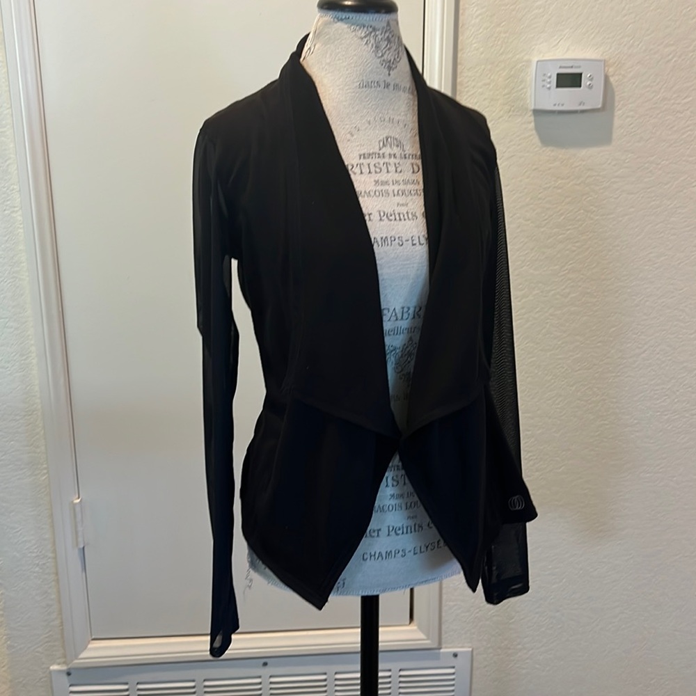 Balance Collection asymmetric sweater with sheer sleeves  Size S